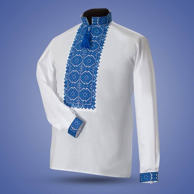 Embroidered shirt "Warrior" blue